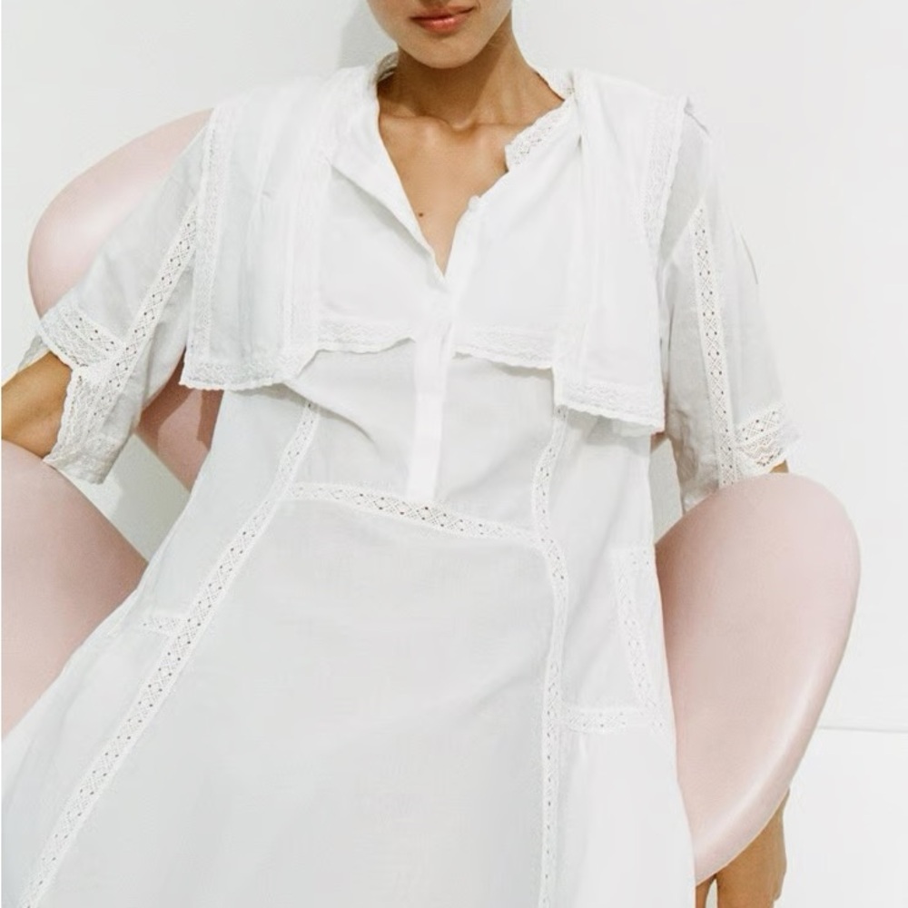 Zara White Lace Insert Night Dress